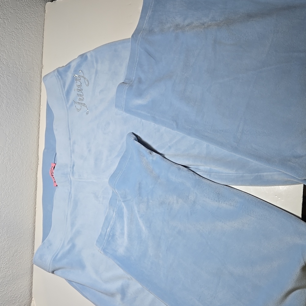 Juicy Couture Velour Tracksuit Baby Blue With Rhinestones Large - Picture 8 of 9